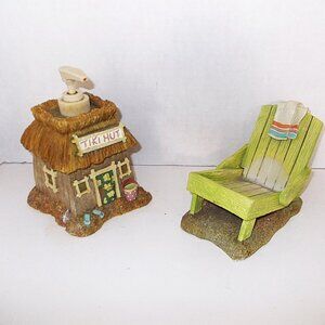 Sapna Tropical Bath Tiki Hut Soap Dispenser and Beach Chair Soap Holder
